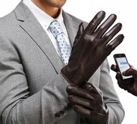 RĘKAWICZKI SKÓRZANE MĘSKIE ocieplane SKÓRA MIŚ BRĄZOWE S