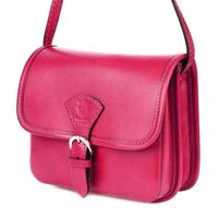 VERA PELLE torebka damska skórzana listonoszka z paskiem V482 fuksja