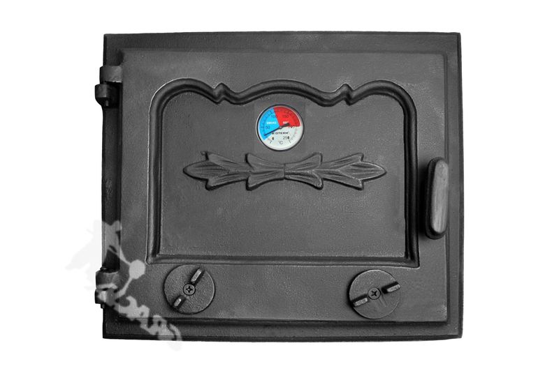 DRZWI D2 LEWE - 33X38 CM + TERMOMETR 0-250°C żeliwne do pieca piecowe kaflowe zdjęcie 1