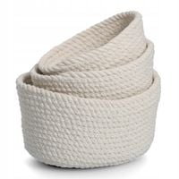 BAWEŁNIANE KOSZYKI ORGANIZACYJNE 3 SZT WYM 24 X 17 X 13 CM BIAŁE