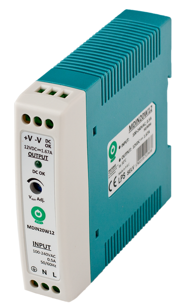 DIN Rail PSU Slim 12V/1.67A, plastic case zdjęcie 1