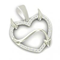 SREBRNY WISIOREK ROGATE SERCE DIABEŁEK Z CYRKONIAMI PRÓBA SREBRA 925