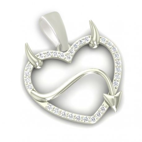 SREBRNY WISIOREK ROGATE SERCE DIABEŁEK Z CYRKONIAMI PRÓBA SREBRA 925 na Arena.pl