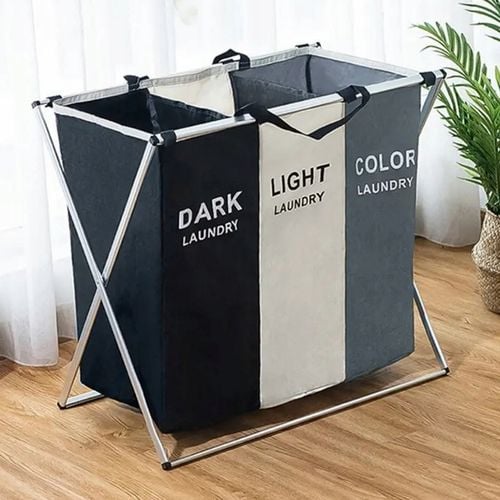 TRZYKOMOROWY KOSZ NA PRANIE DUŻY WOLNOSTOJĄCY ORGANIZER XXL na Arena.pl