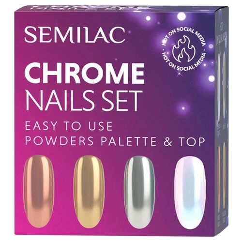 SEMILAC CHROME NAILS SET ZESTAW DO ZDOBIENIA PAZNOKCI TOP + PALETKA PYŁKÓW na Arena.pl