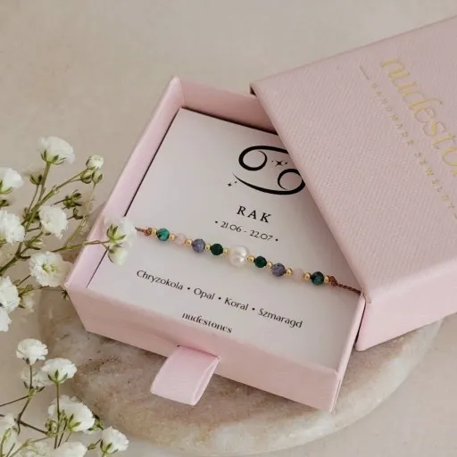 Bransoletka Znak Zodiaku RAK Kamienie Naturalne Koral zdjęcie 2