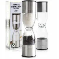 MŁYNEK RĘCZNYDO MIELENIA PRZYPRAW SOLI PIEPRZU DWUSTRONNY KLEPSYDRA 2W1