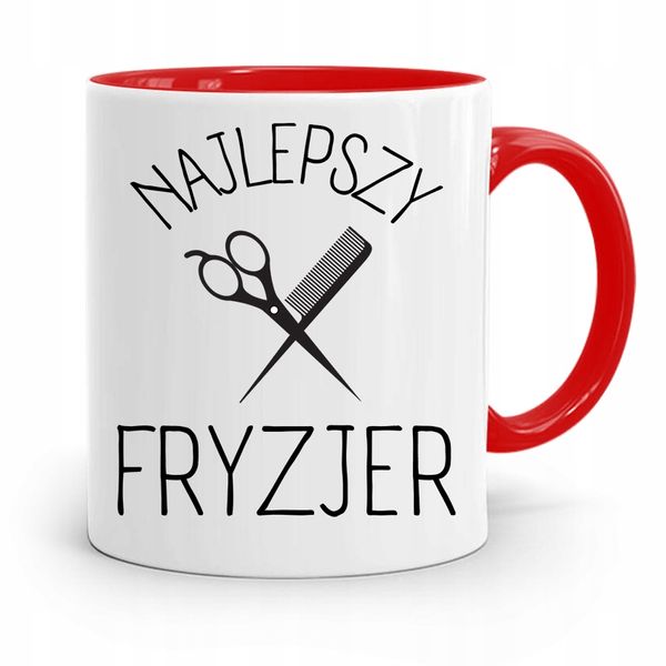 Kubek Czerwony Fryzjera Najlepszy Fryzjer Prezent Z Nadrukiem Ze Zdjęciem zdjęcie 1