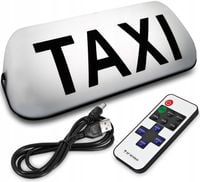 KOGUT TAXI BIAŁY LAMPA GAPA LED NA AKUMULATOR + PILOT BEZPRZEWODOWA MAGNES