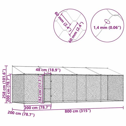 Klatka dla psa Srebrny 800 x 200 x 256 cm Stal Galwanizowana na Arena.pl