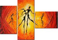 100CM 80 OBRAZ 3 ELEM AFRYKAŃSCY TANCERZE ŚCIENNY