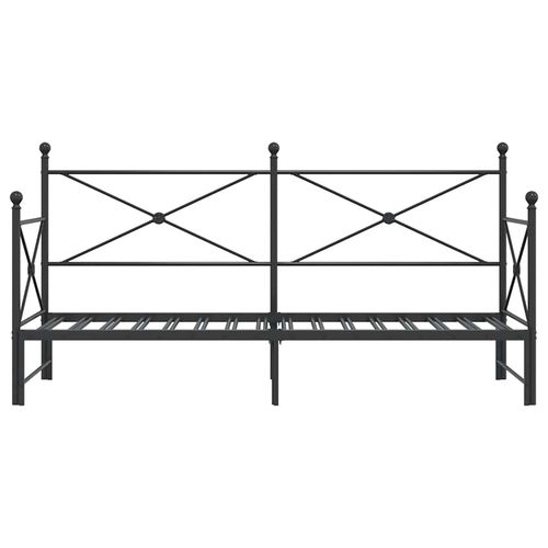 Łóżko dzienne wysuwanym pojemnikiem bez materaca czarne stalowe na Arena.pl