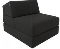 FOTEL KANAPA PUFA MATERAC rozkładany składany SOFA 80x190x15 Tkanina Czarny