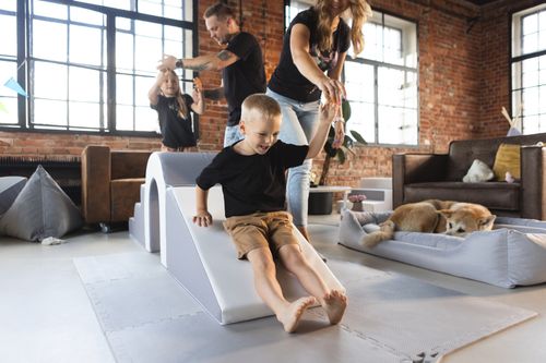 Mostek komplet 4 dużych klocków kształtek piankowych do żłobków przedszkoli na Arena.pl