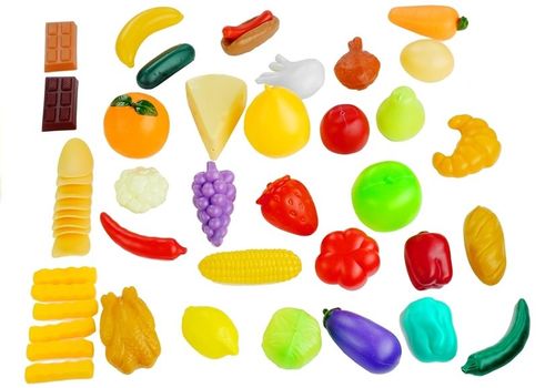 KOLOROWE SPOZYWCZE ARTYKUŁY  W DZBANKU WARZYWA OWOCE 50 ELEM na Arena.pl