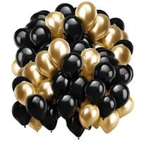 BALONY CZARNO ZŁOTE CHROMOWANE ZESTAW BALONÓW NA URODZINY 18 WESELE 100 SZT