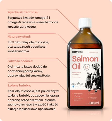 Lab-v Salmon Oil Olej z łososia 100% dla psa i kota 500 ml + pompka na Arena.pl