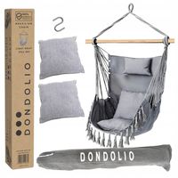 Fotel Wiszący Ogrodowy Brazylijski 3 Poduszki Jasny Szary Z Pokrowcem Duży