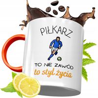 Kubek Pomarańczowy Dla Piłkarza Prezent Z Nadrukiem Ze Zdjęciem