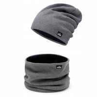 Komplet męski na POLARZE czapka + komin Szary