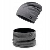 Komplet męski na POLARZE czapka + komin Szary