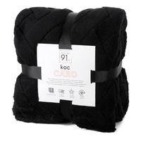 Koc mikroflano z tłoczeniem w formie jodełki CARO 70X160 czarny