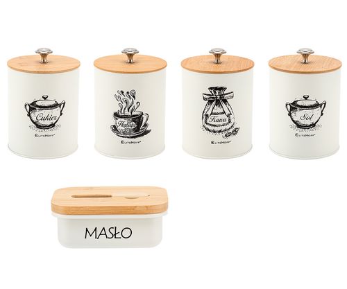 zestaw 4 pojemników kuchennych i maselniczka e-6056 na Arena.pl