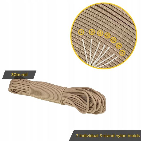 Linka EDCX 4mm Paracord 550 - (Tan, 30 m) zdjęcie 2