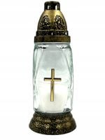 Znicz szklany Złoty Krzyżyk Ornament 12SZT 21CM !