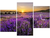 60CM 90 ZEGAR 3 ELEM POLE LAWENDY ŚCIENNY