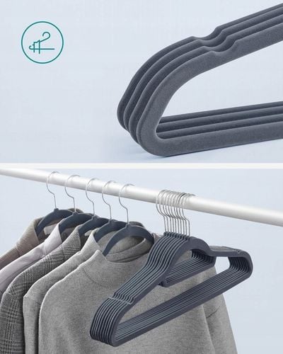 WIESZAKI NA UBRANIA WELUROWE ANTYPOŚLIZGOWE SZARE ARVENTA STYLE - 20 na Arena.pl