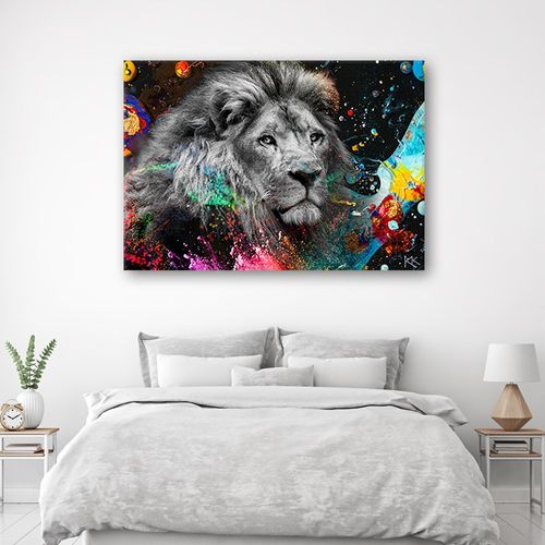 Emaga Obraz na płótnie, Lew na kolorowym tle - 100x70 na Arena.pl