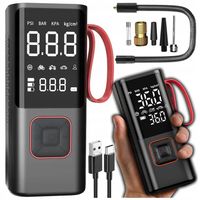 KOMPRESOR SPRĘŻARKA SAMOCHODOWY ROWEROWY AKUMULATOROWY 80W POMPKA 7800 mAh