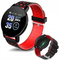 Smartwatch smartband 119s nowoczesny elegancki na codzień CZARNO CZERWONY