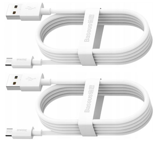 Kabel micro USB do USB Baseus Simple Wisdom, 2.1A, 1.5m (biały) 2szt. na Arena.pl