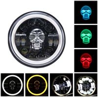 Lampa przednia 7" Full LED skull 1szt Harley Davidson, Jeep