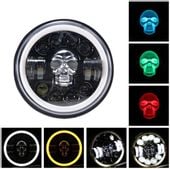 Lampa przednia 7" Full LED skull 1szt Harley Davidson, Jeep
