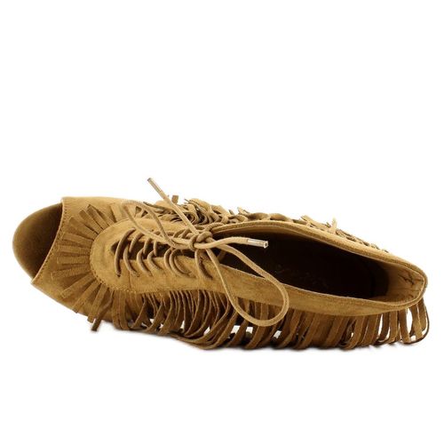 Sznurowane botki open styl boho 11015 Camel r.41 na Arena.pl