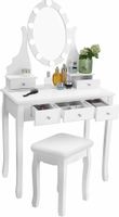Toaletka biała sekretarzyk z lustrem LED + hoker