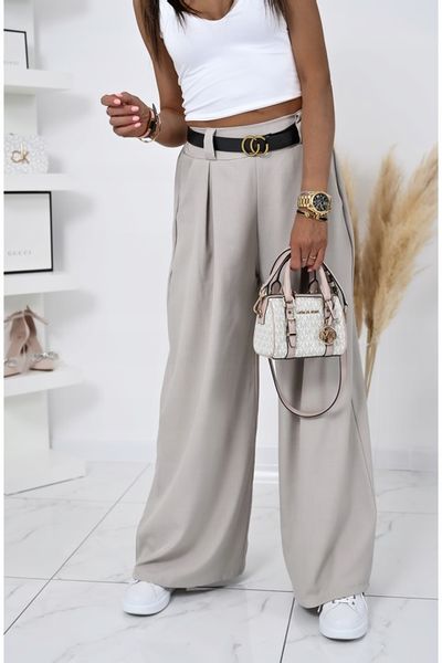 MODNE SPODNIE Z SZEROKĄ NOGAWKĄ I PASKIEM MICHELL! WZ.1 zdjęcie 6