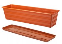 Skrzynka balkonowa doniczka prostokątna podłużna z podstawką 60 cm terakota