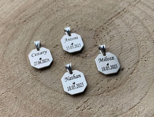 Medalik Matka Boska komunijny łańcuszek pancerka 45 cm i grawer dla dziecka na Arena.pl