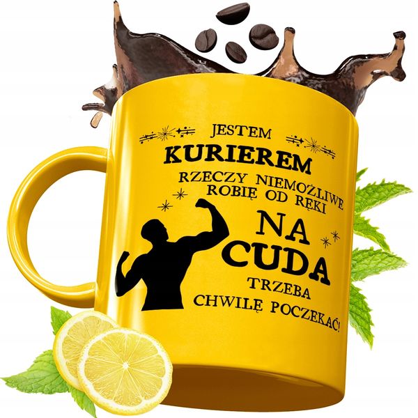Złoty Kubek Premium Dla Kuriera Na Prezent Z Nadrukiem Ze Zdjęciem zdjęcie 1