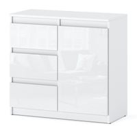 Komoda Biała Połysk Agnes Z 3 Szufladami Młodzieżowa 80cm Sypialnia Salon