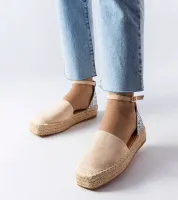 Beżowe espadryle z brokatową wstawką Myasia 39