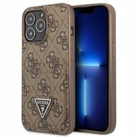 ETUI SKÓRZANE GUESS 4G DOUBLE CARD TRIANGLE LOGO DO IPHONE 13 PRO BRĄZOWE