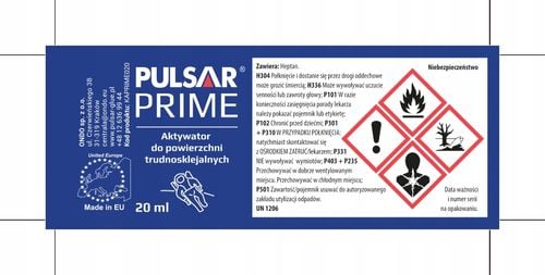 AKTYWATOR DO POLIOLEFIN ABS PTFE PE PP EPDM TWORZYW SZTUCZNYCH PULSAR 20 ml na Arena.pl