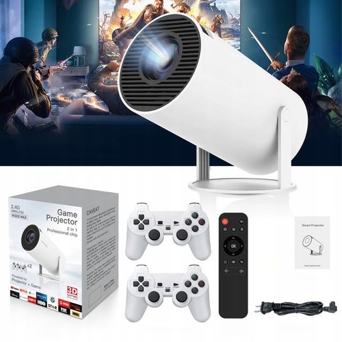 PROJEKTOR KONSOLA TV + PADY WBUDOWANE GRY ANDROID 11 NETFLIX YT APLIKACJE na Arena.pl