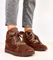 Brązowe sneakersy wysokie z grubymi sznurówkami Klevis 38