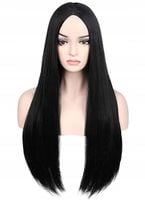 Damska Peruka czarna glamour Syntetyczna Długie Czarne Proste Włosy